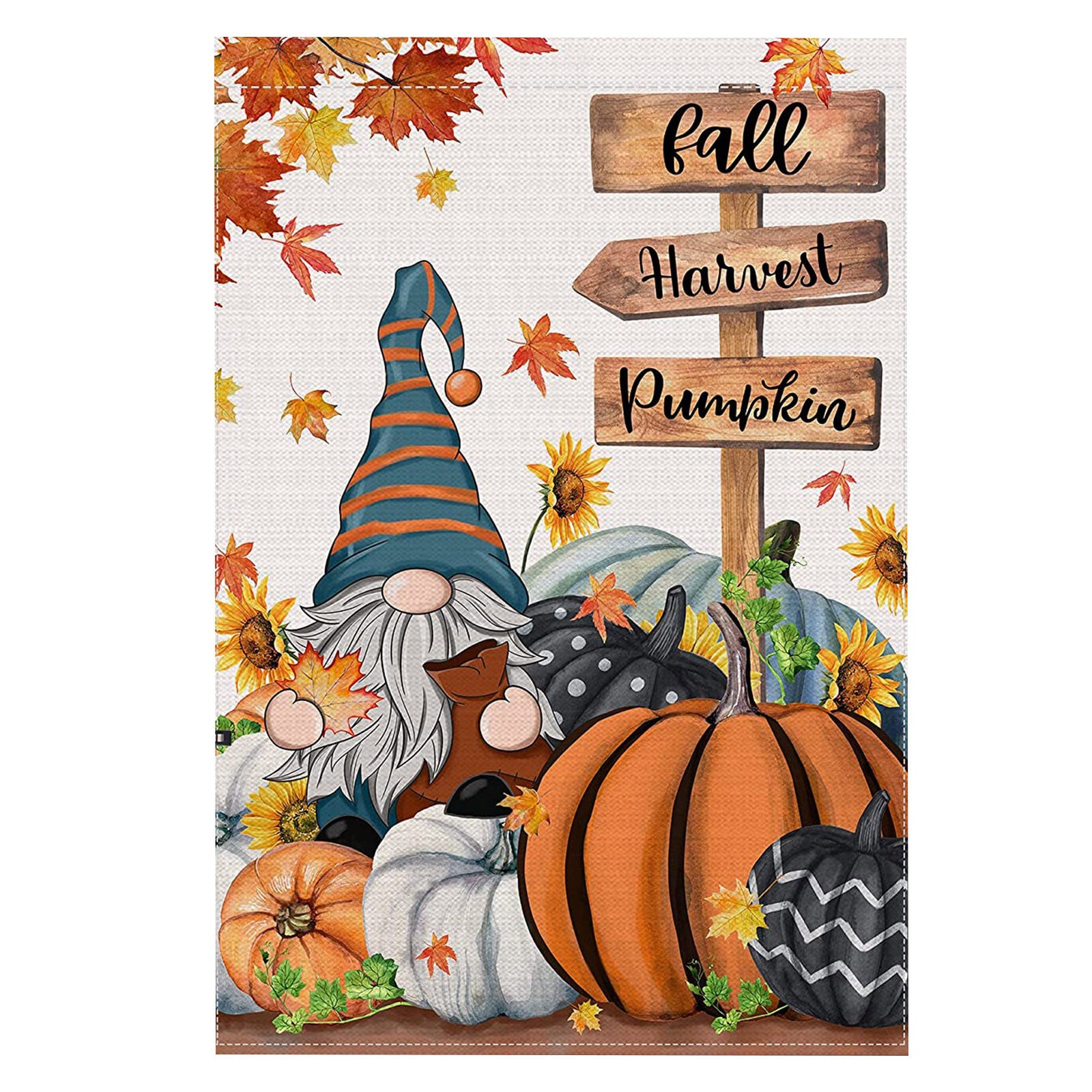 Pumpkin Gnome Man Kitten Halloween Banner